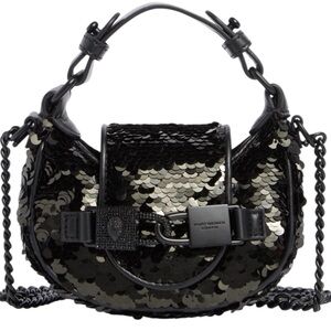 Kurt Geiger Mini Purse Newest Elegany Black Sequin Stylish Crossbody Bag EUC